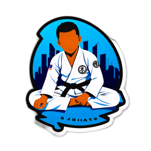 Adesivo de um jovem praticante de jiu-jitsu inspirado em Javid Basharat