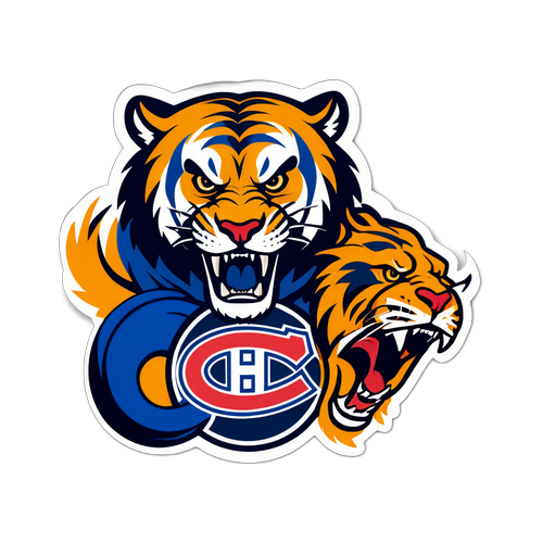 Stylized Canadiens Logo with Roaring Saber-toothed Tiger
