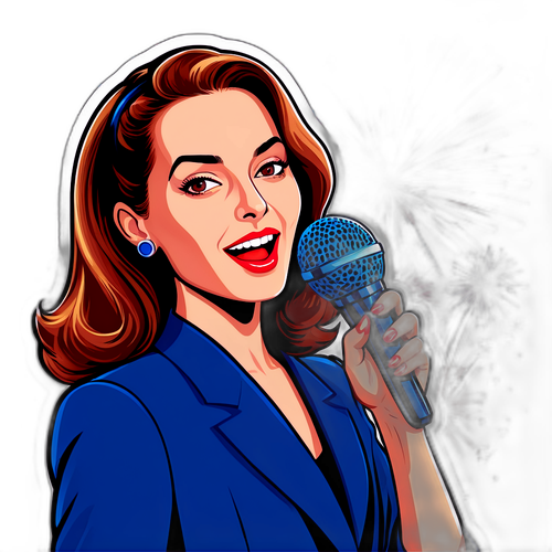 Illustration de Capucine Anav avec un microphone
