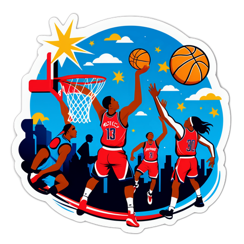 Isang kapana-panabik na disenyo ng laban ng basketball sa pagitan ng Mystics at Sky