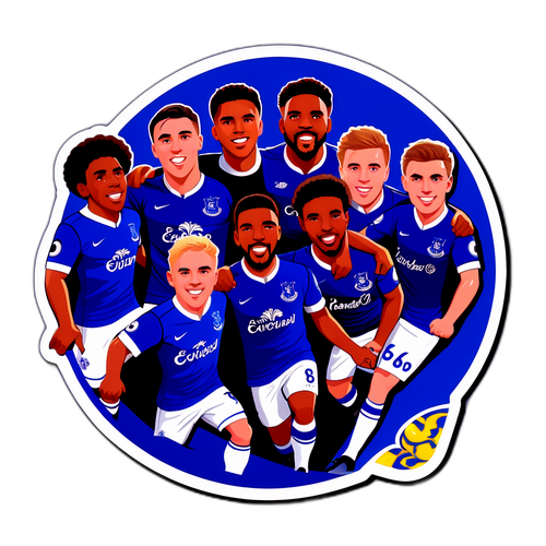 Sticker cổ vũ cho Everton với hình ảnh của các fan và cầu thủ