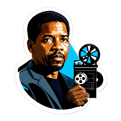 Transform Your Space! Iconic Denzel Washington Portrait: Charisma Captured in a Stunning Film Reel Frame!