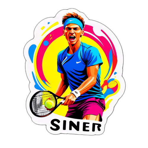 Stiker Jannik Sinner dengan Tipografi Artistik