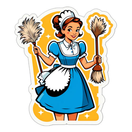 Sticker Gaya Vintage Pembantu Rumah