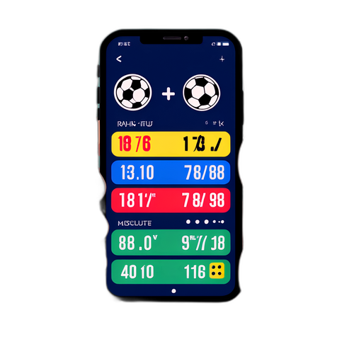 Thẻ dán với hình ảnh smartphone hiển thị kết quả bóng đá cập nhật