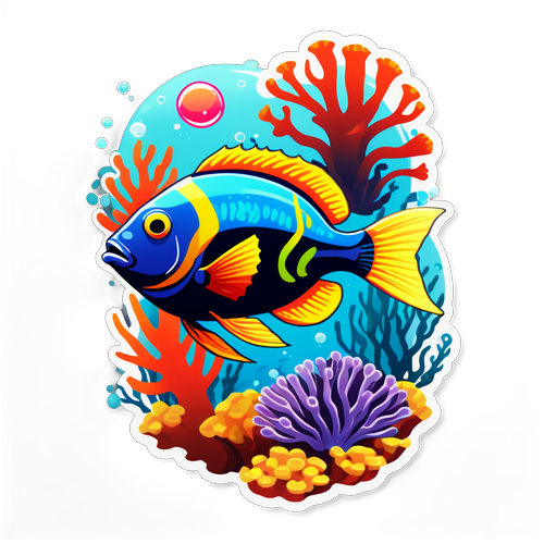 Vibrant Tropical Fish in Coral Reef Sticker