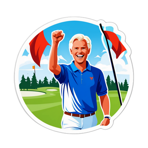 Ludvig Åberg firar seger på golfturnering