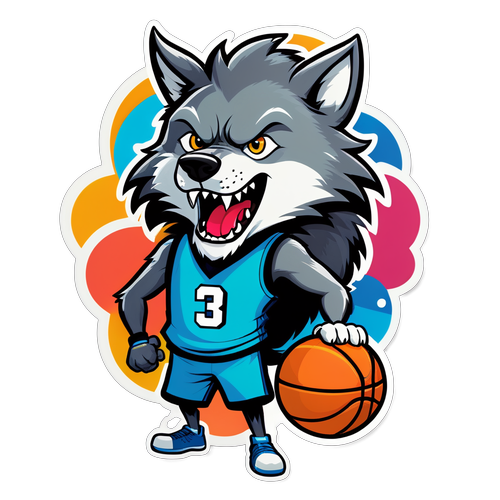 Speelse Basketbalwolf Sticker
