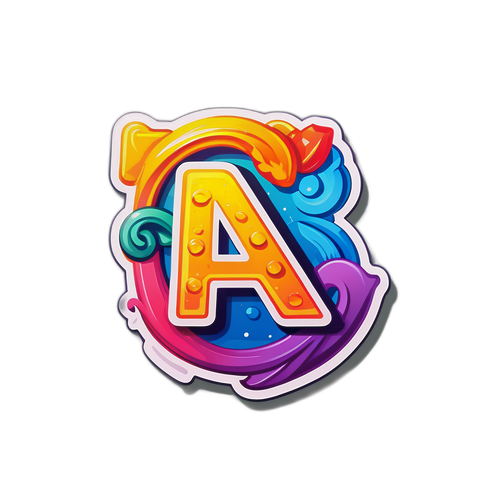 알파벳 로고와 주식 가격 변화를 결합한 창의적인 스티커