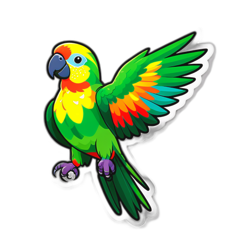 Kimaltava papukaija taivaalla