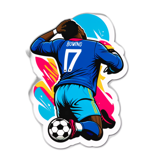 สติ๊กเกอร์ฟุตบอลนักเตะที่คุกเข่าหลังทำประตู