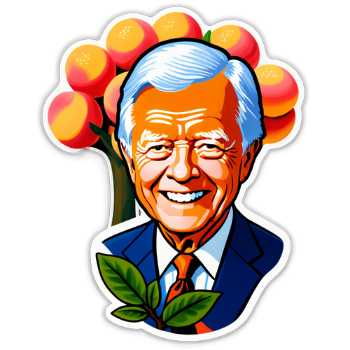 Jimmy Carter's Joyful Peach Dream: A Whimsical Sticker That Will Melt Your Heart!