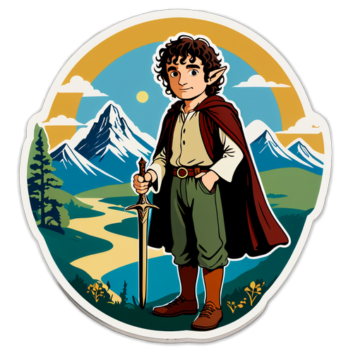 Frodo Baggins: Il Viaggio Leggendario Racchiuso in un'Adesivo Vintage!