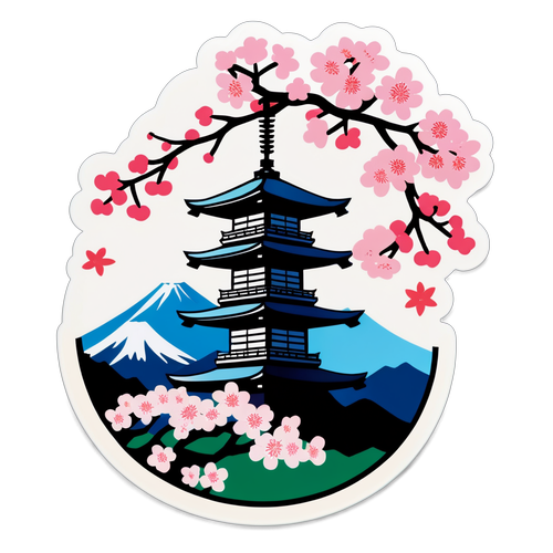 Sumisikat ang Kultura ng Hapon: Ang Sticker ng Yen na may Cherry Blossoms at Mt. Fuji!