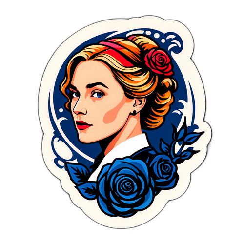 Sticker elegant cu Kate Winslet și simboluri iconice din Titanic