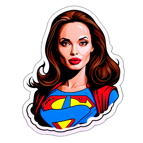 Samolepka Angelina Jolie jako superhrdina v dobrodružném stylu