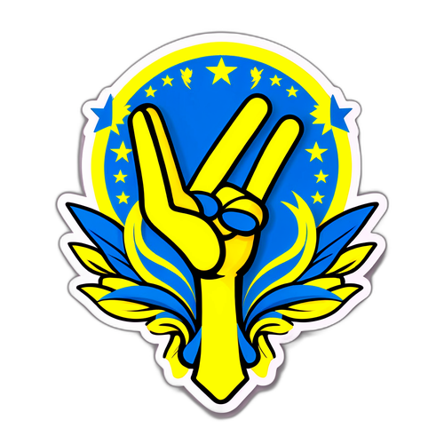 Стильная наклейка с флагом Украины и символами мира и надежды