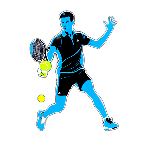 Silhouette Minimalista di Djokovic con Palla da Tennis