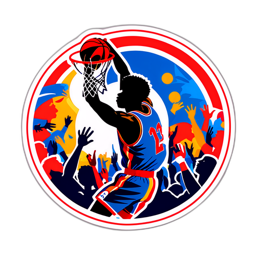 Adesivo a tema basket con slam dunk