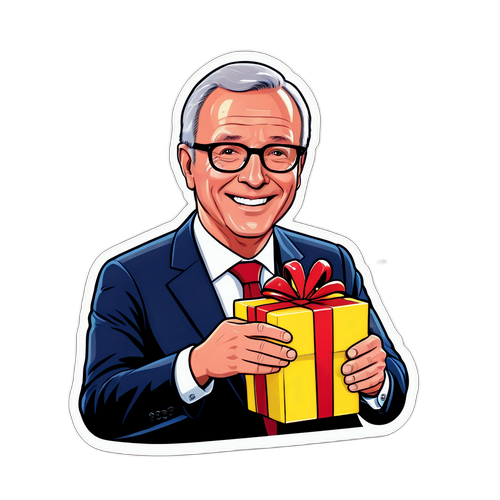 Autocollant humoristique de Laurent Ruquier recevant un cadeau