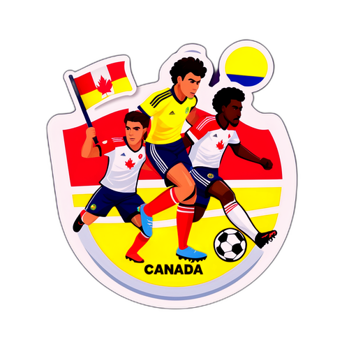 Asteca colorida representando o jogo 'Colômbia vs Canadá'