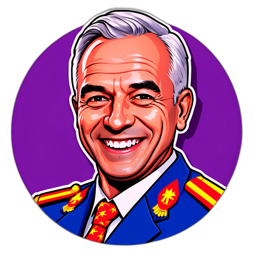 Sticker cu Renato Usatîi zâmbind și purtând insigna partidului său