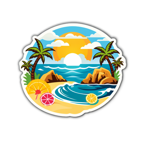 Antalya'nın Plajlarını Temsil Eden Yaz Temalı Sticker