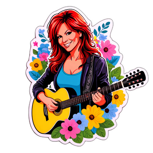 Sticker van Andrea Berg met gitaar