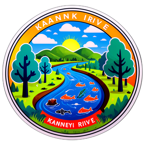 Зображення, що поєднує Канівський Річку з сучасними ознаками життя на основі сталих енергій