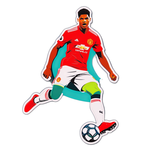 Marcus Rashford Mid-Kick dengan Slogan 'Goal Getter!'