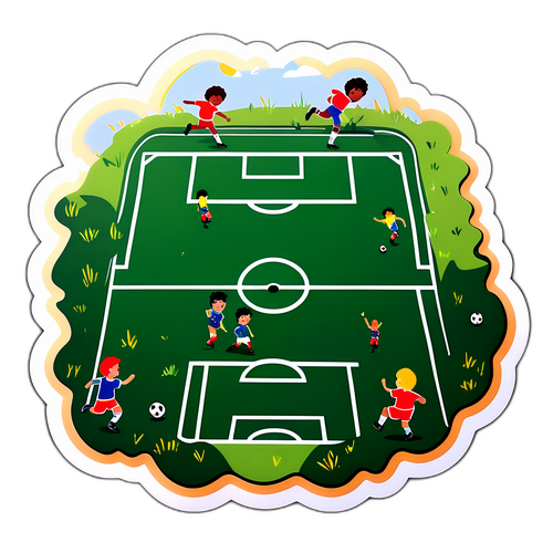 Illustrazione Giocosa di un Campo da Calcio