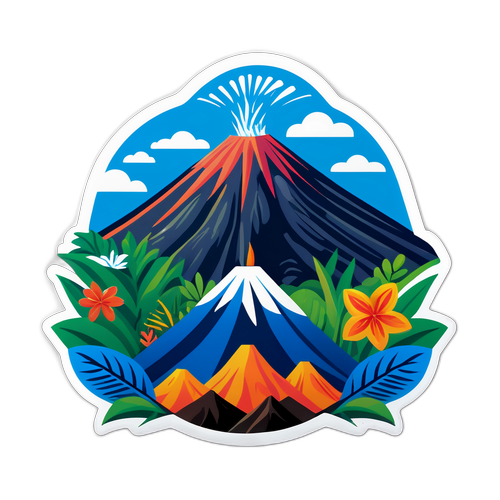 An Artistic Sticker of Izalco Volcano