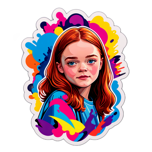 Adesivo vibrante di Sadie Sink in pose drammatica