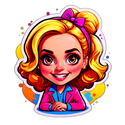 Aranyos karikatúra Rachael Carpani színpadon