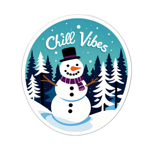 Chill Vibes Snowy Park Scene Sticker