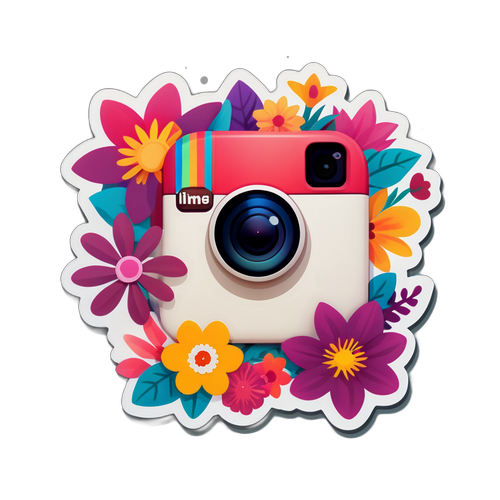 Наклейка с логотипом Instagram и цветами