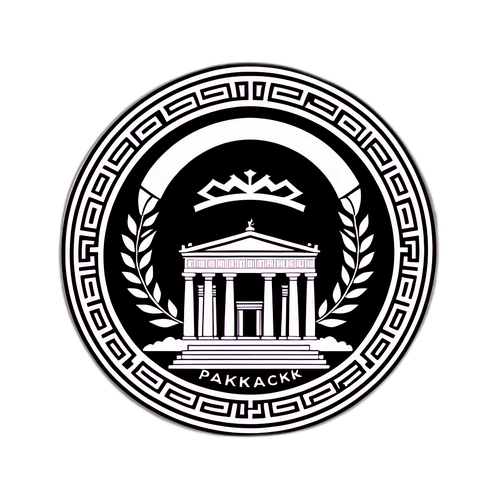 Sticker mit griechischem architektonischen Element und PAOK-Logo