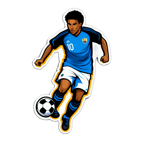 Sticker thể hiện đam mê thể thao - Cầu thủ bóng đá đang thi đấu kịch tính