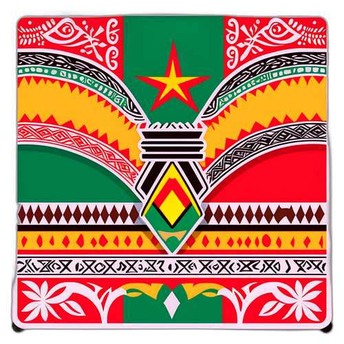 A Burkina Faso hagyományos kultúráját képviselő tervezett matrica