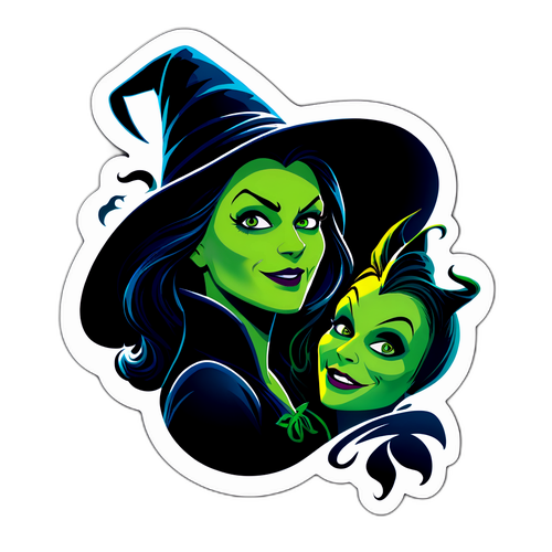 Vibrante sticker van de cast van 'Wicked'