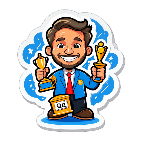 Caricatuur van Felix met een Trofee