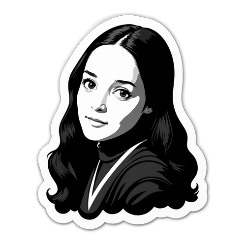 Minimalist na Itim at Puti na Portrait Sticker ni Olivia Hussey