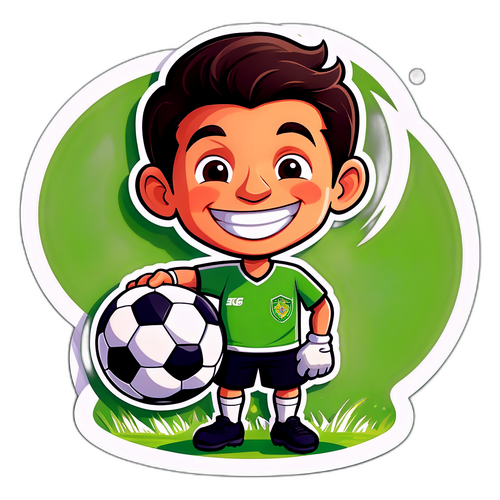 Vrolijke cartoon van Luca Sinigaglia met een voetbal