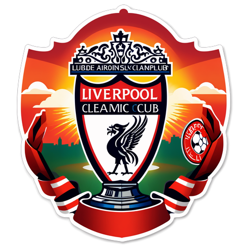 Fanget i Øjeblikket: Liverpool FCs Emblem og Champions League Trofæet Under en Dramatiske Solnedgang!