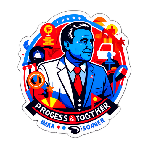 Ilustración de Gustavo Sáenz sobre un fondo político