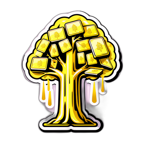 Interpretasi Artistik Batangan Emas Menjadi Pohon Uang