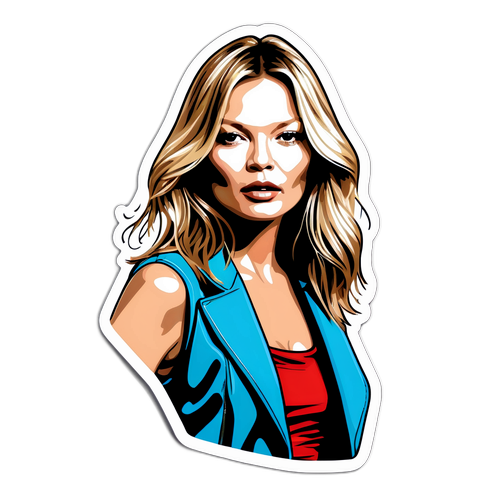 Stilvolles Sticker von Kate Moss für eine glamouröse Modekollektion