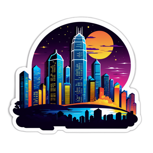 Künstlerische Interpretation der Hongkonger Skyline bei Nacht