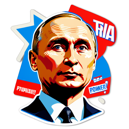 Стикер с портретом Путина в поп-арт стиле
