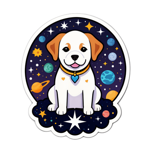 Kaakit-akit na Sticker ng Aso na may mga Konstelasyon